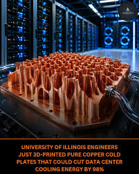 University of Illinois engineers 3D-printed pure copper cold plates with optimized fins — AI-assisted design applied to the hardware that cools AI itself.